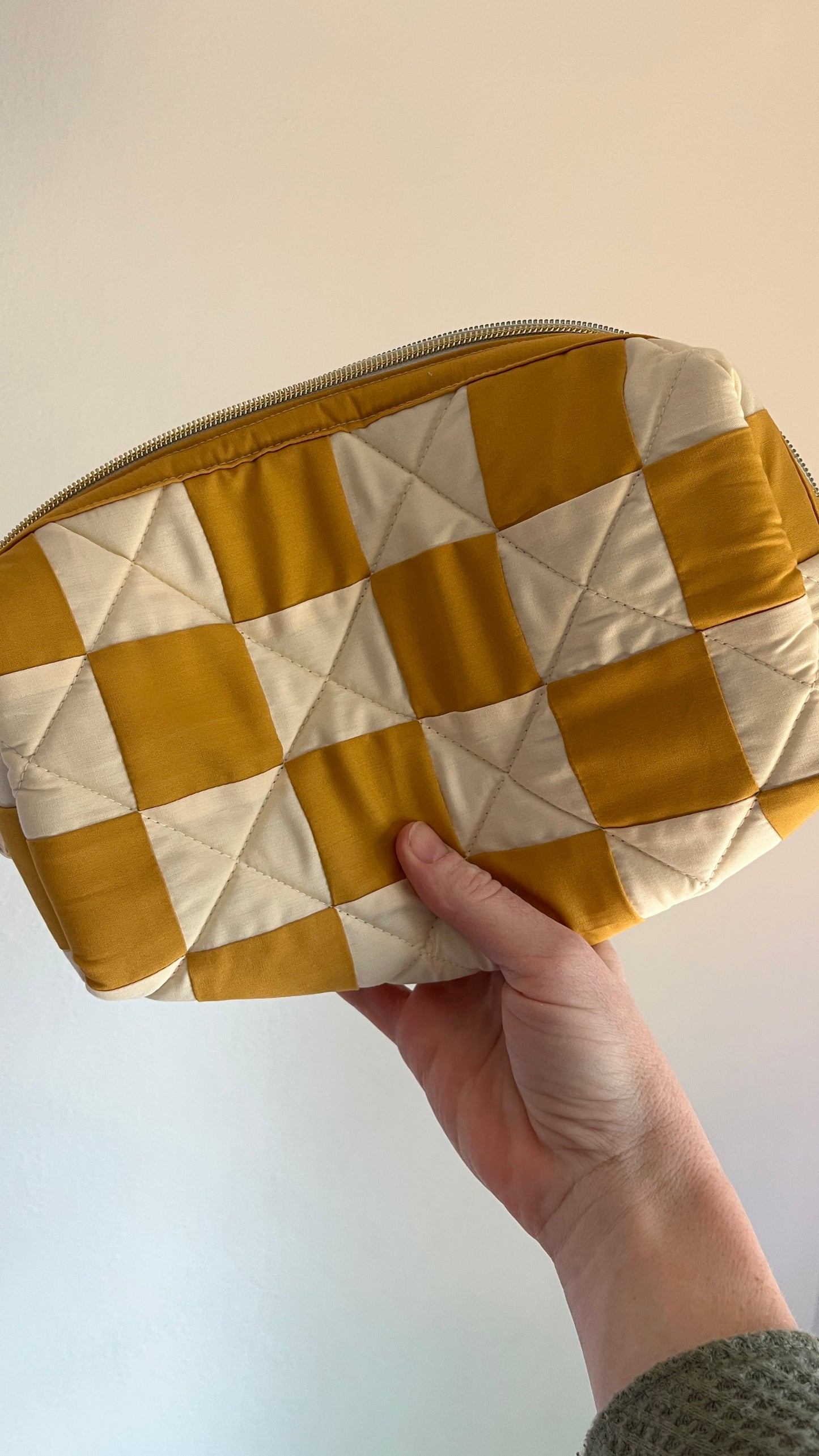 Checkered Quilted Boxy Pouch