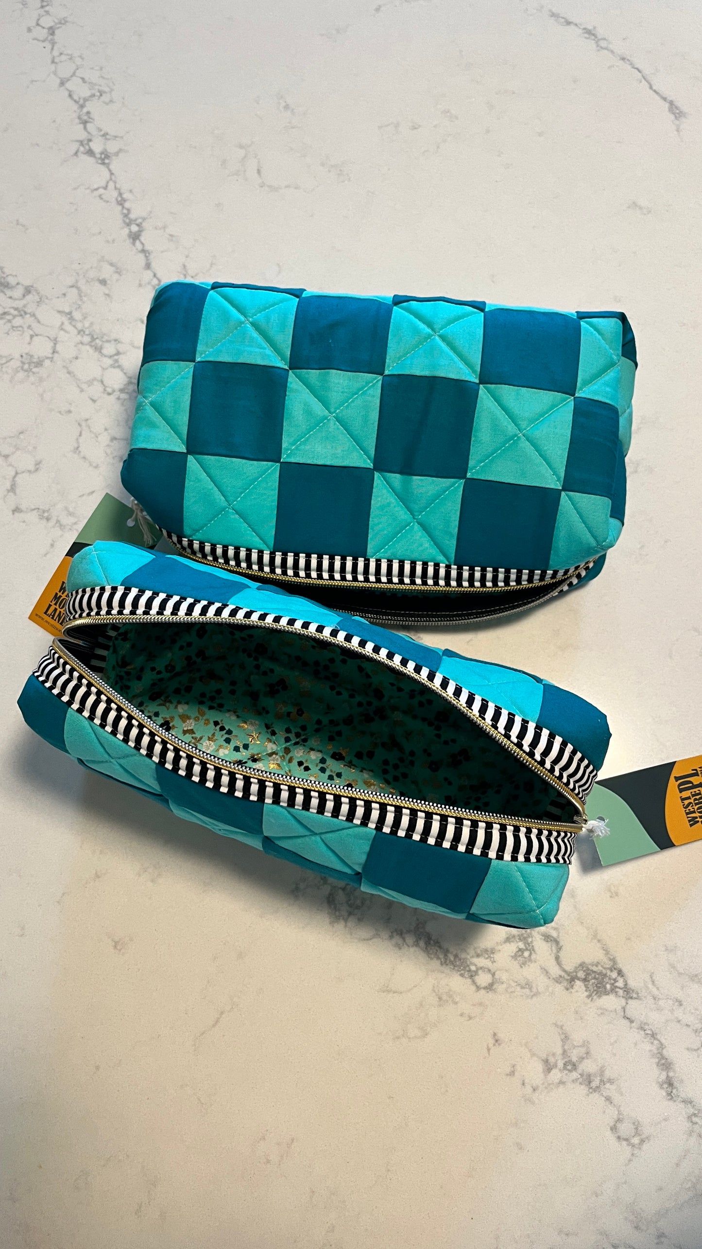 Checkered Quilted Boxy Pouch