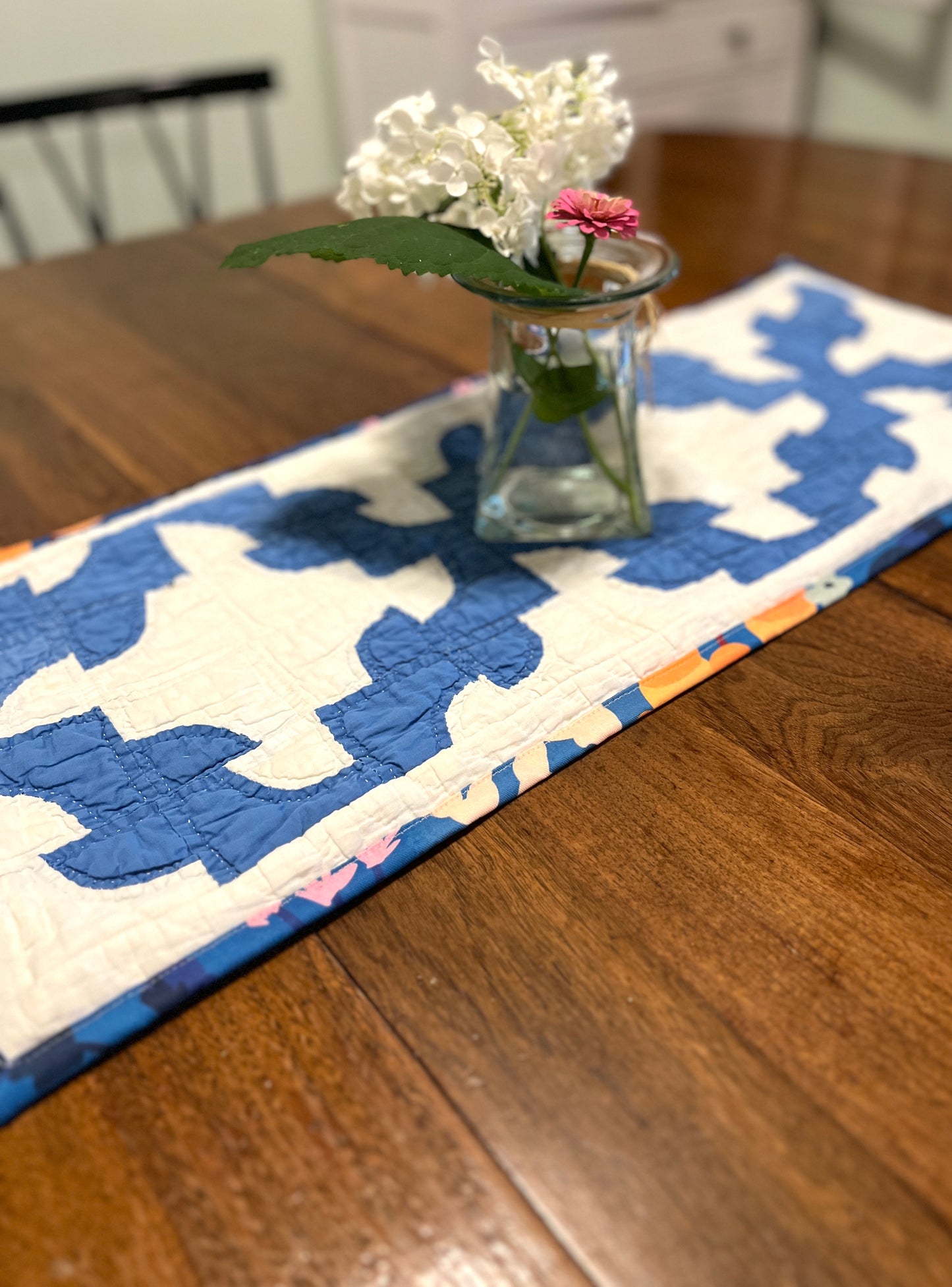 Vintage Blue and White Quilt Table Runner - Small