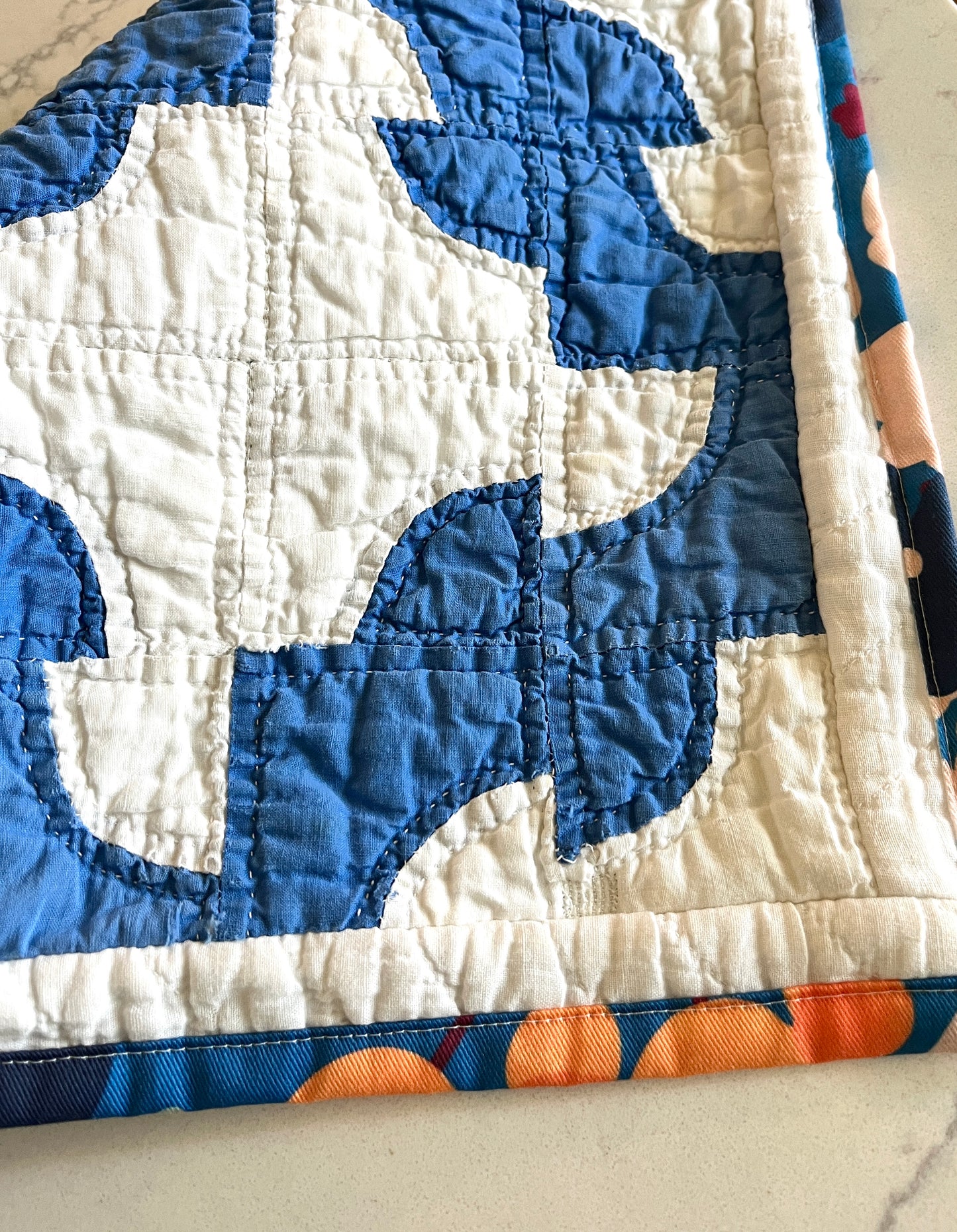 Vintage Blue and White Quilt Table Runner - Small