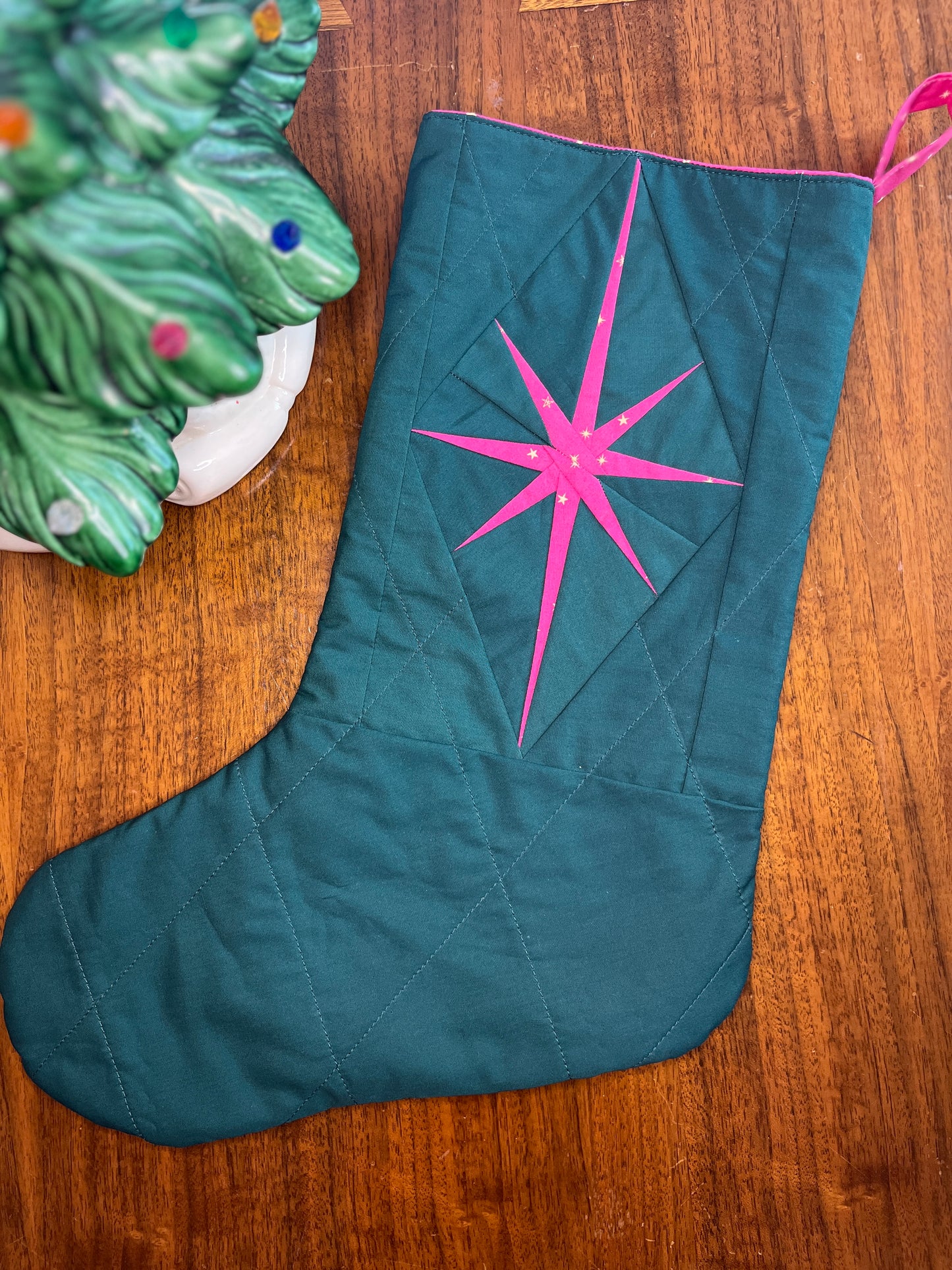 Evergreen Starburst Quilted Stocking