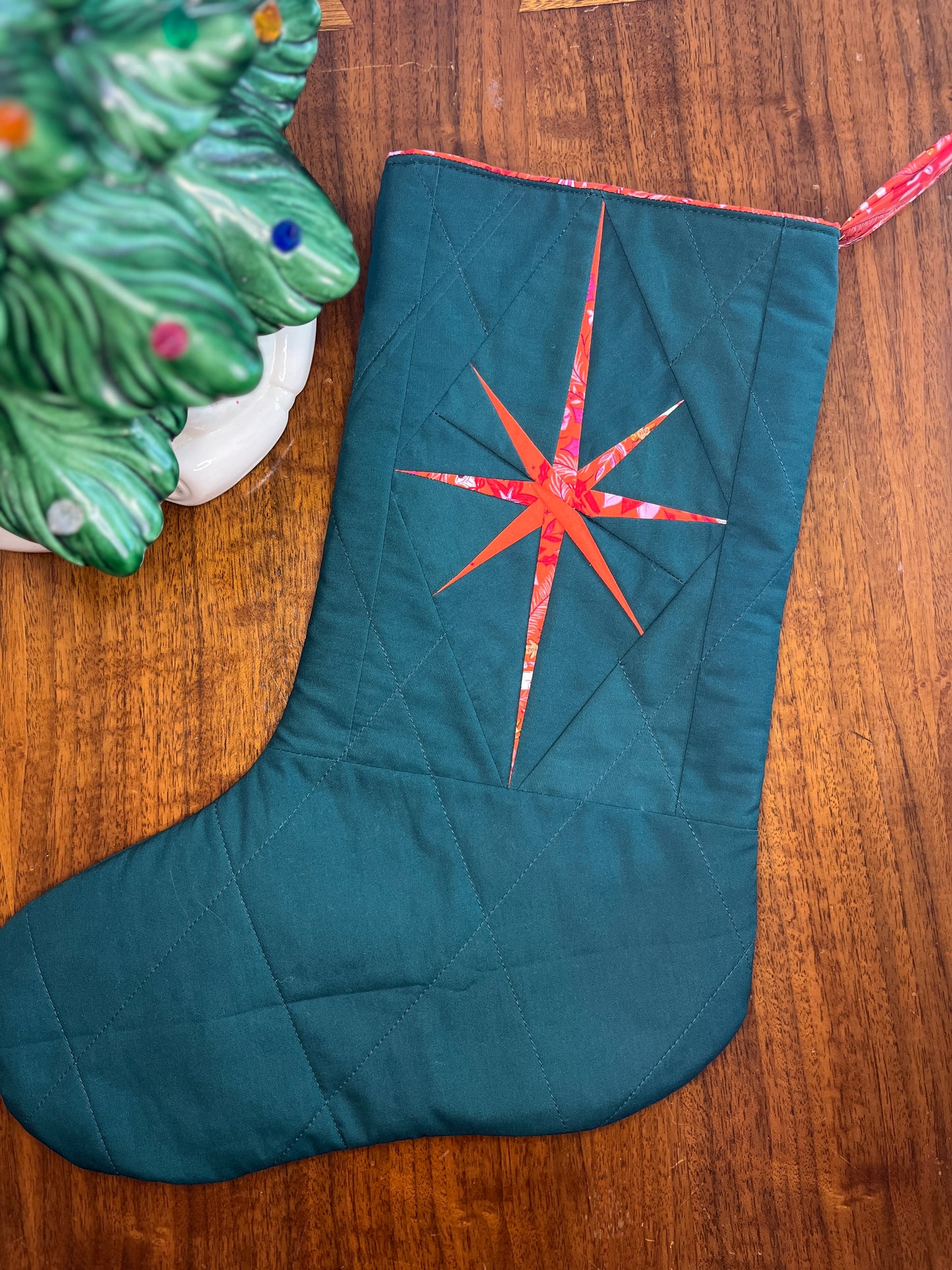 Evergreen Starburst Quilted Stocking