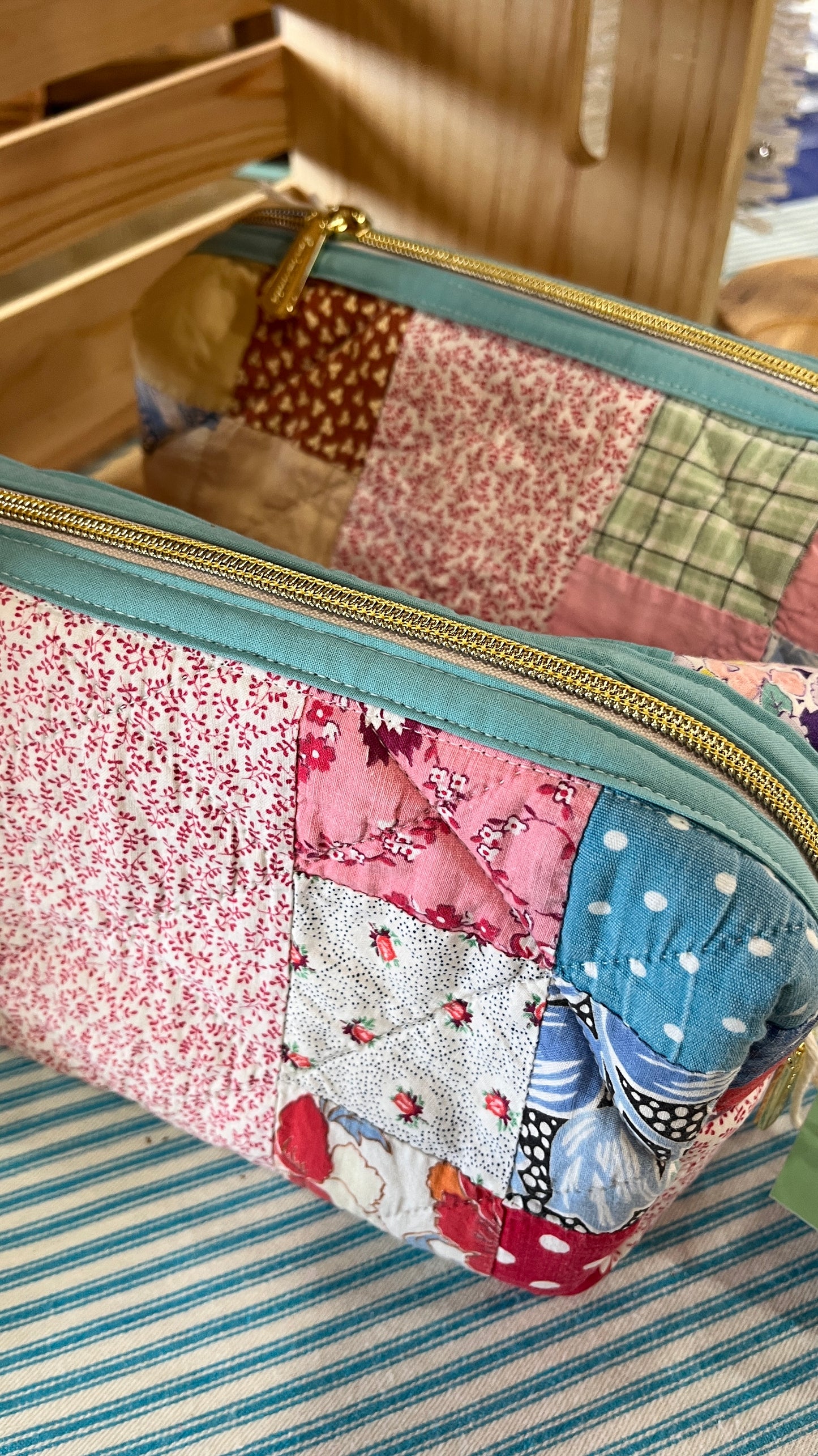 Checkered Quilted Boxy Pouch