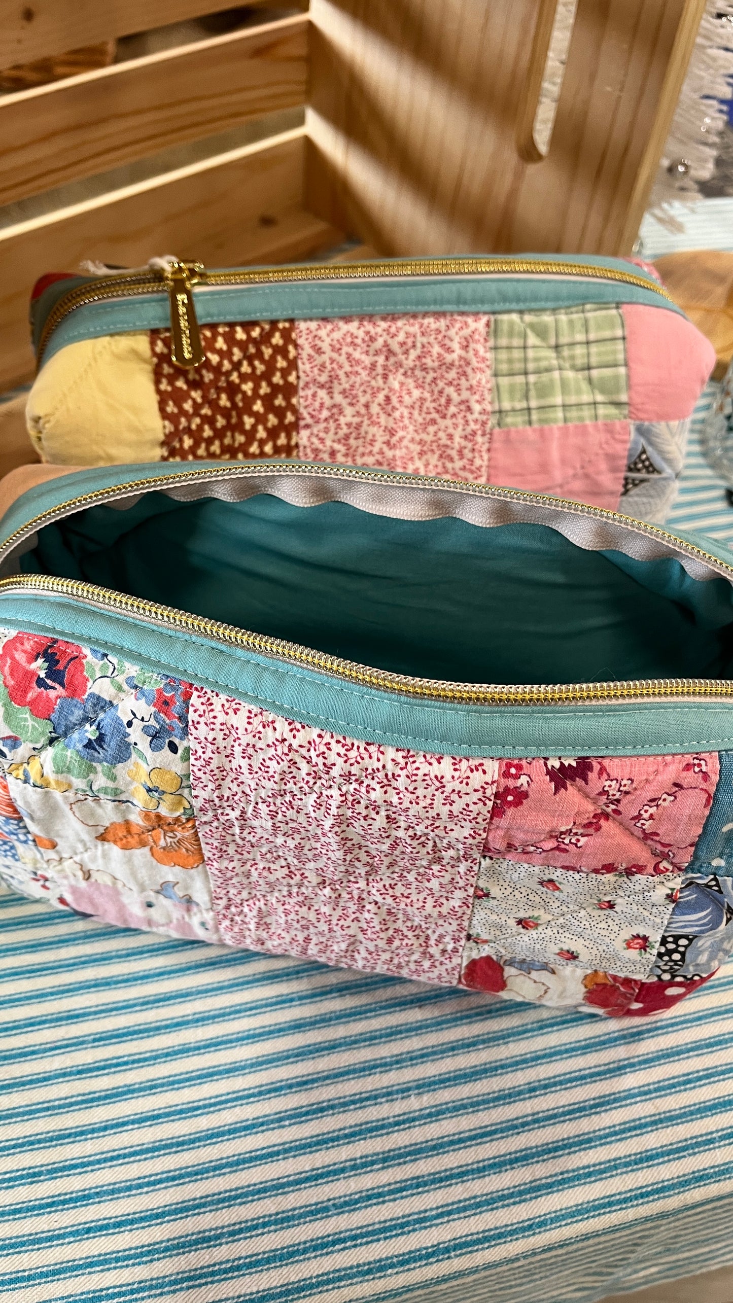 Checkered Quilted Boxy Pouch