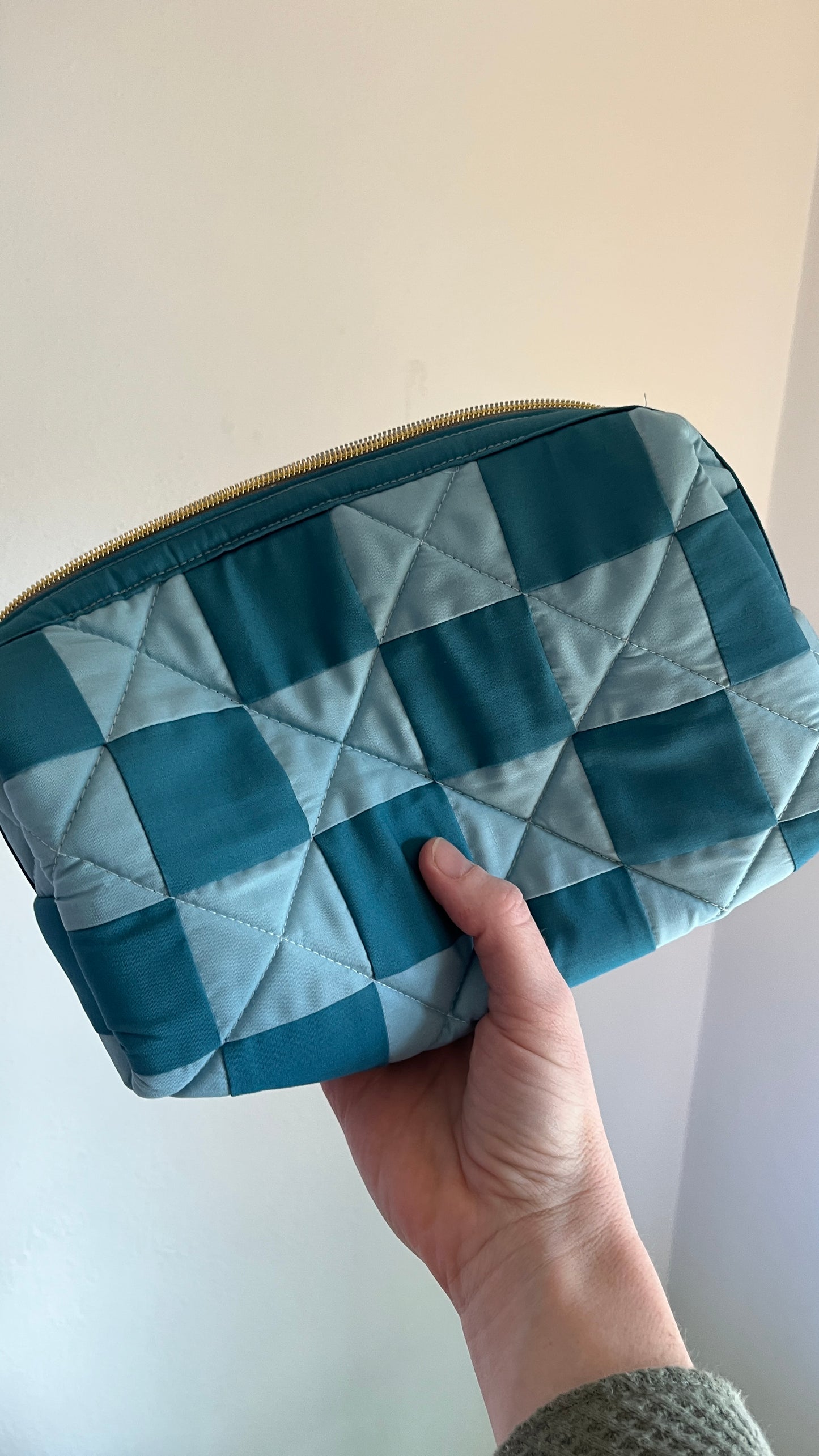 Checkered Quilted Boxy Pouch