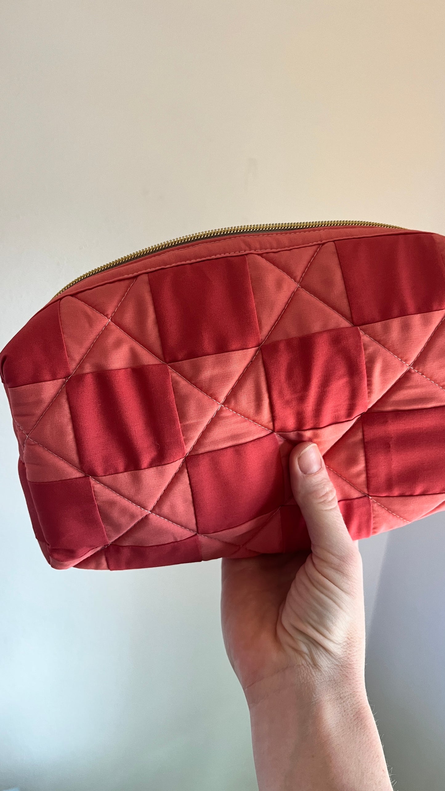 Checkered Quilted Boxy Pouch