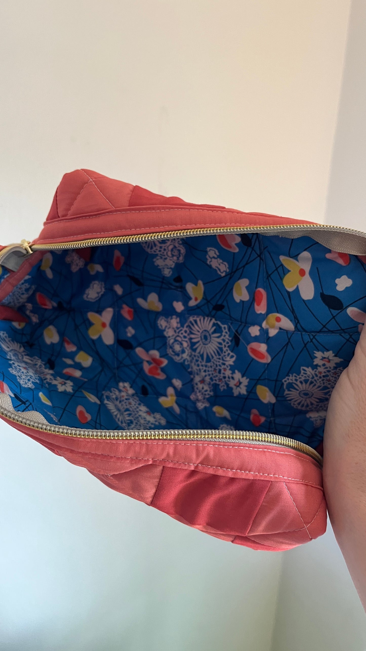 Checkered Quilted Boxy Pouch
