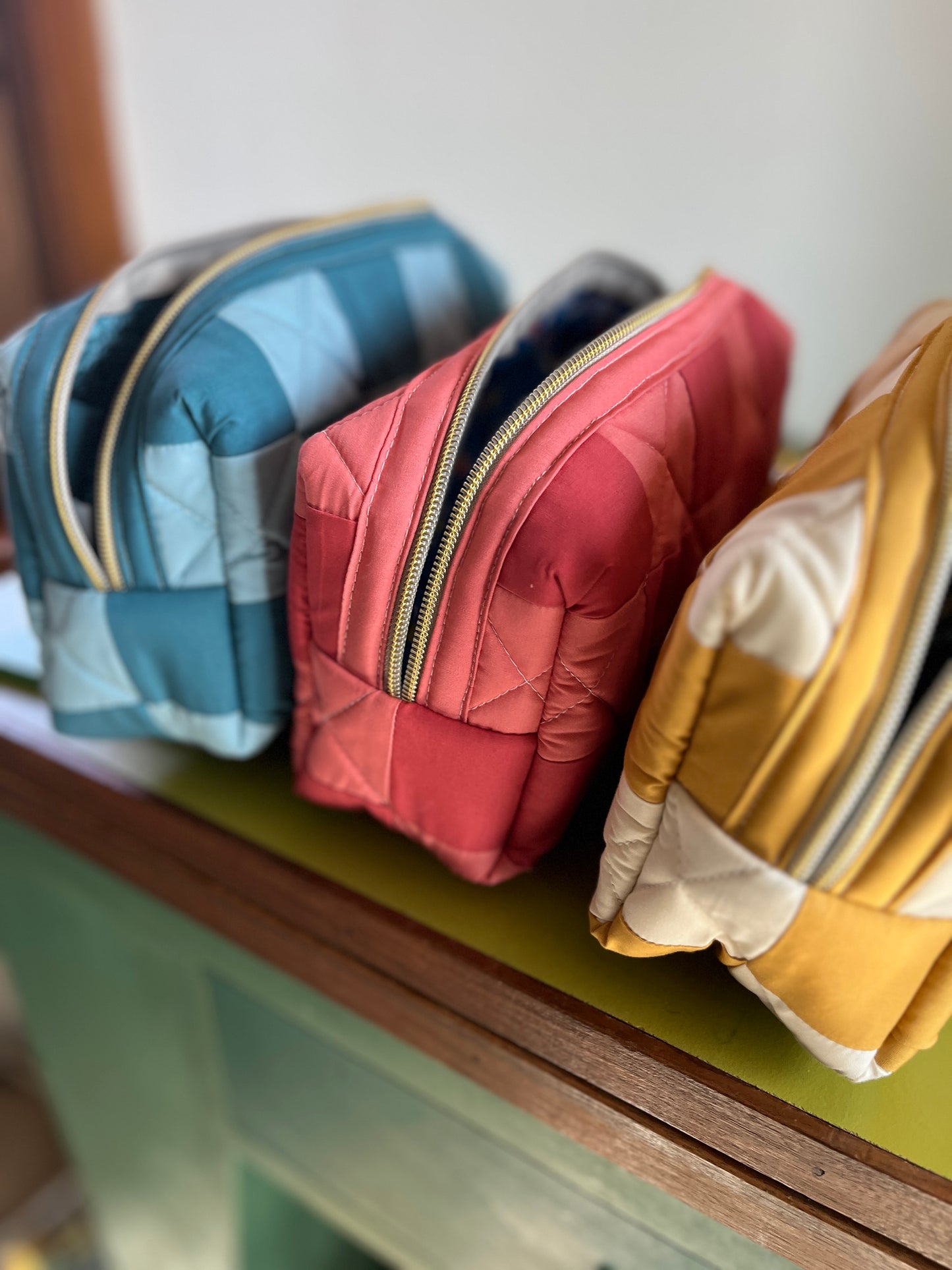 Checkered Quilted Boxy Pouch