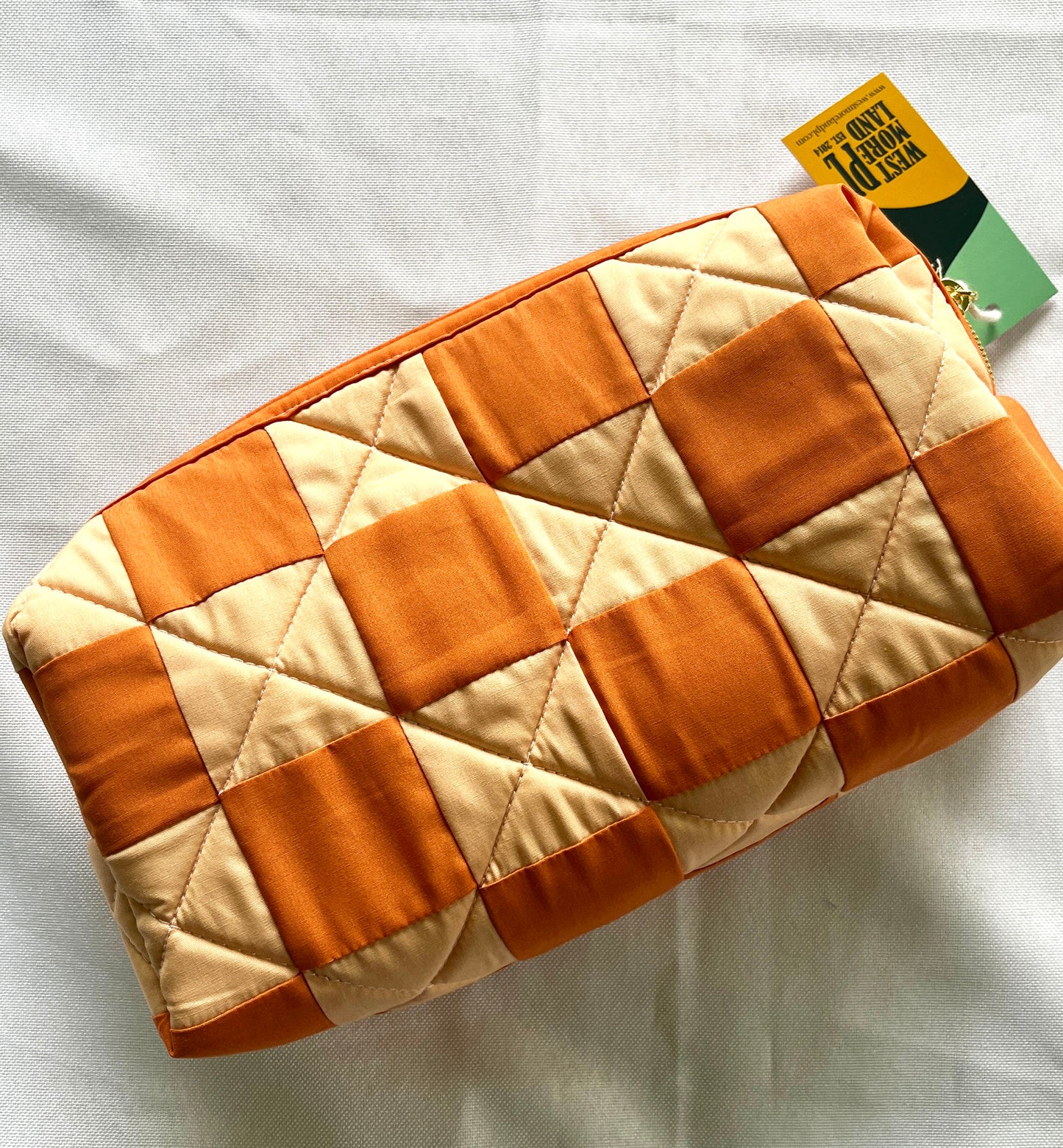 Checkered Quilted Boxy Pouch