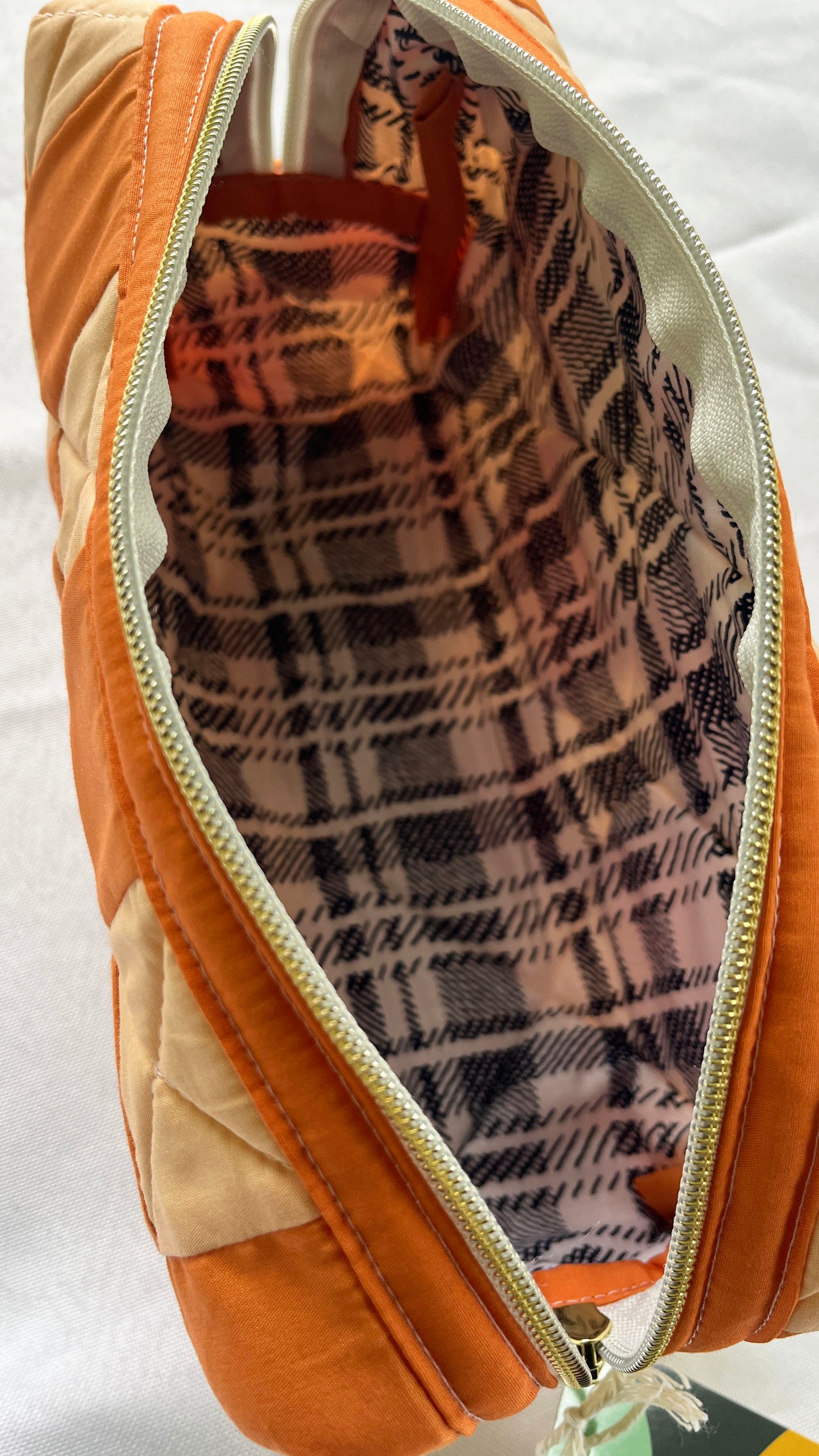 Checkered Quilted Boxy Pouch