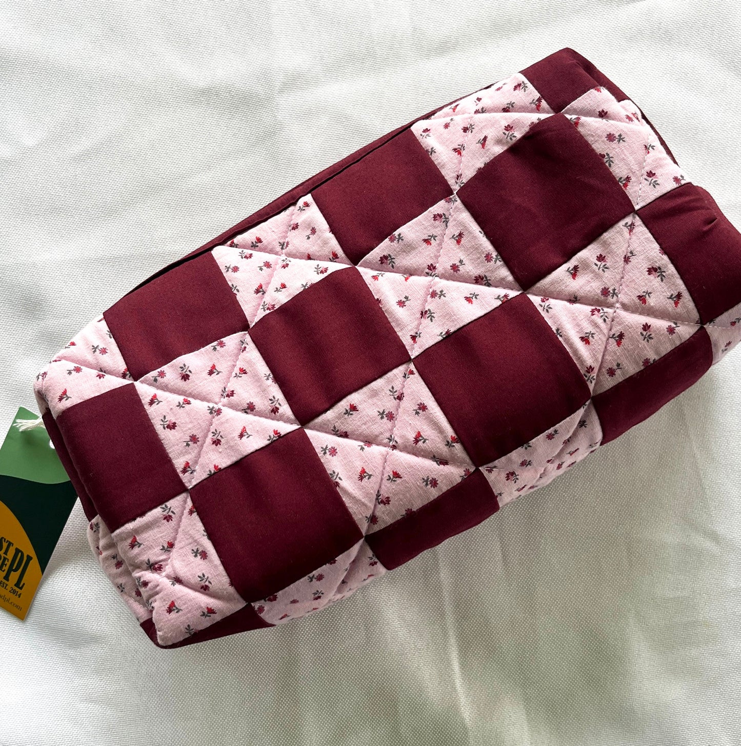 Checkered Quilted Boxy Pouch