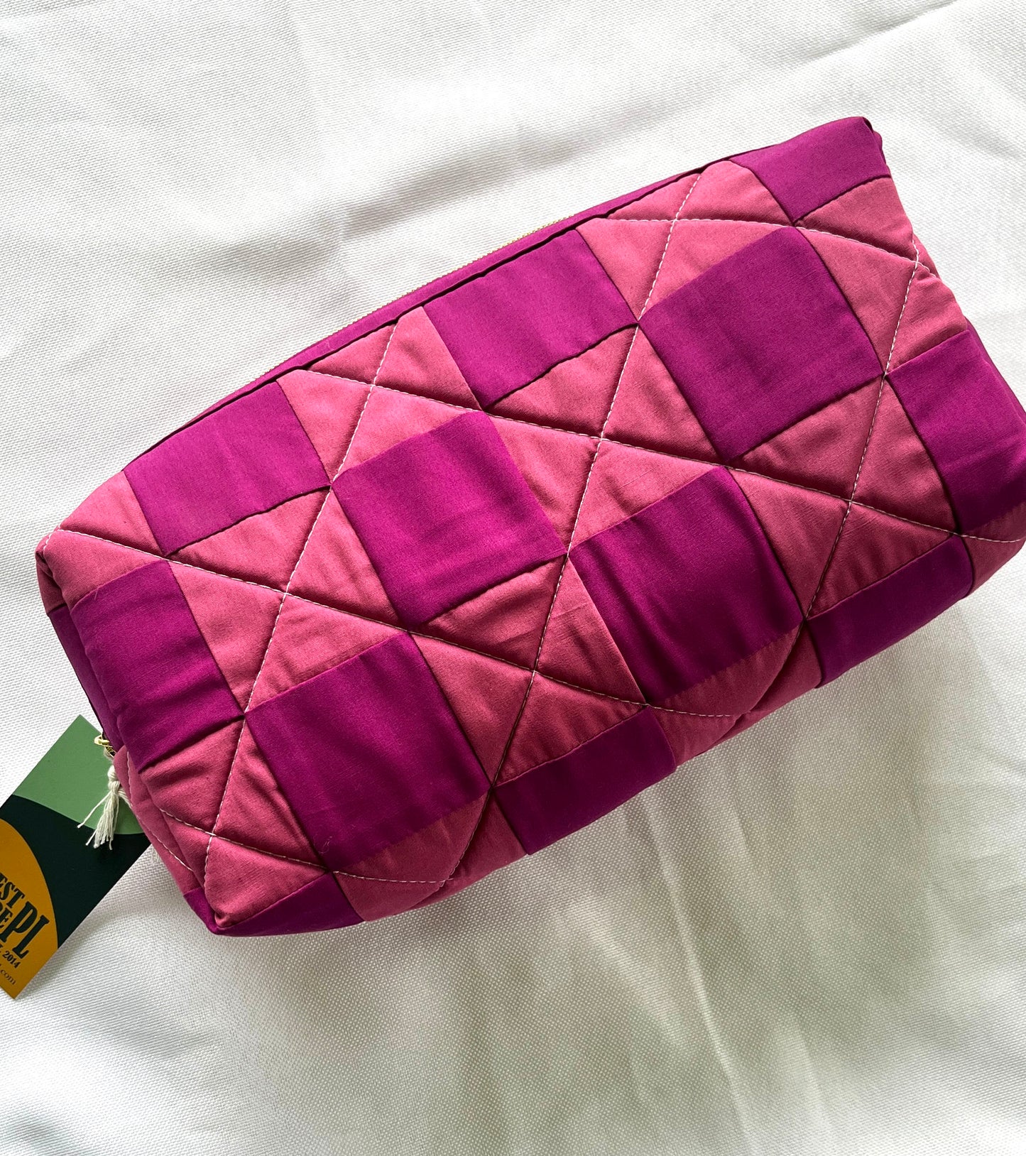 Checkered Quilted Boxy Pouch