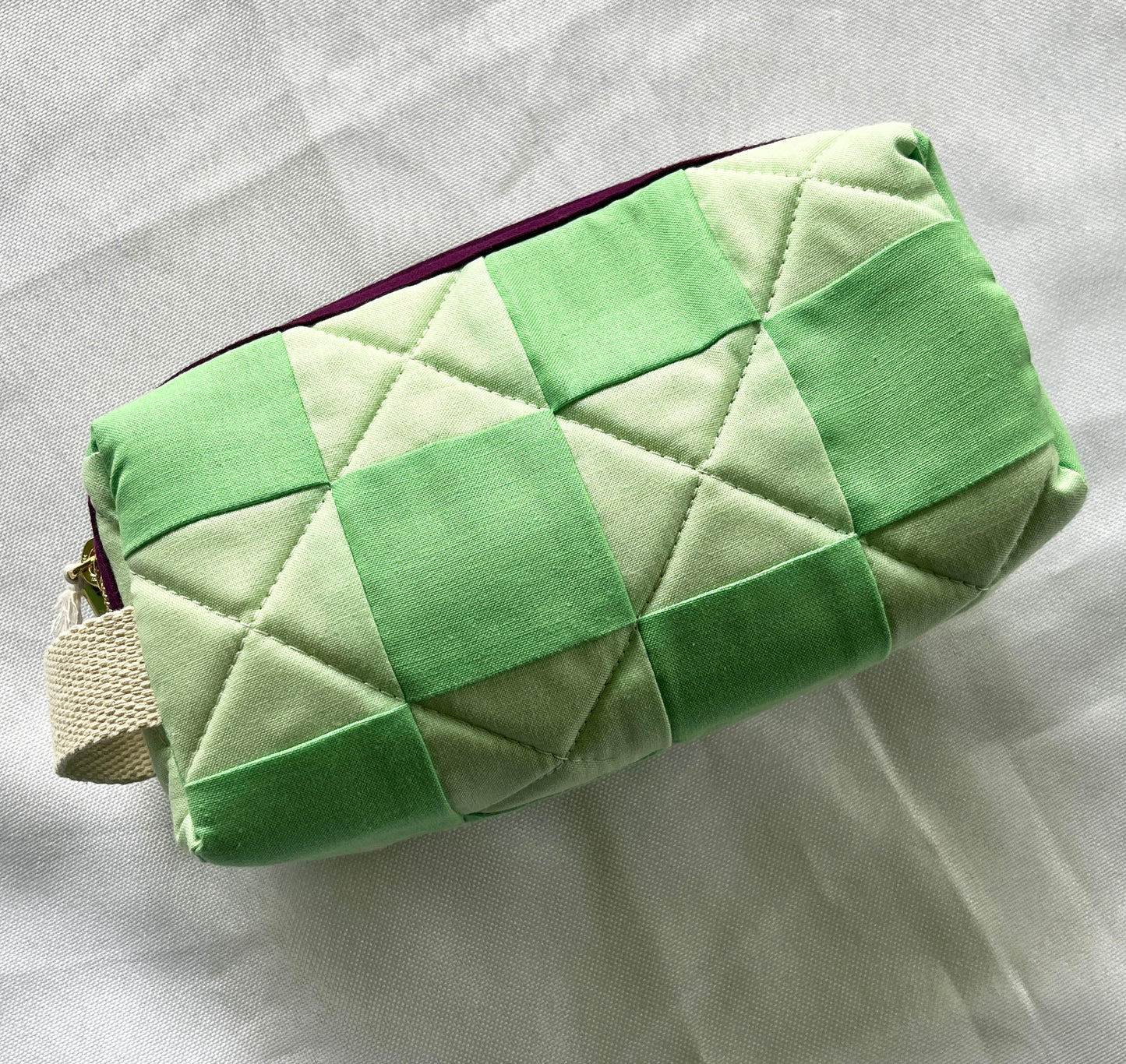 Checkered Quilted Boxy Pouch