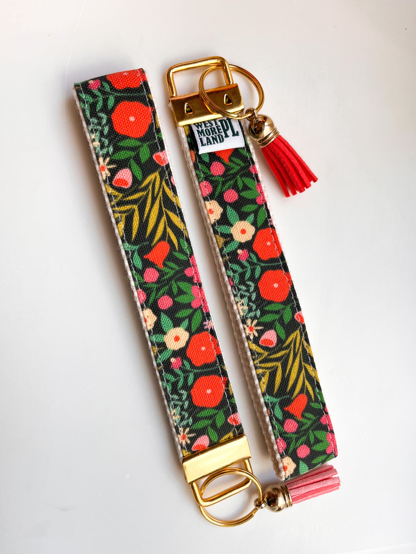 Key Fob Wristlet - Red Poppy Floral