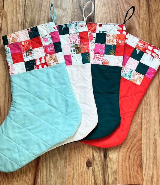Retro Holiday Quilted Patchwork Stocking
