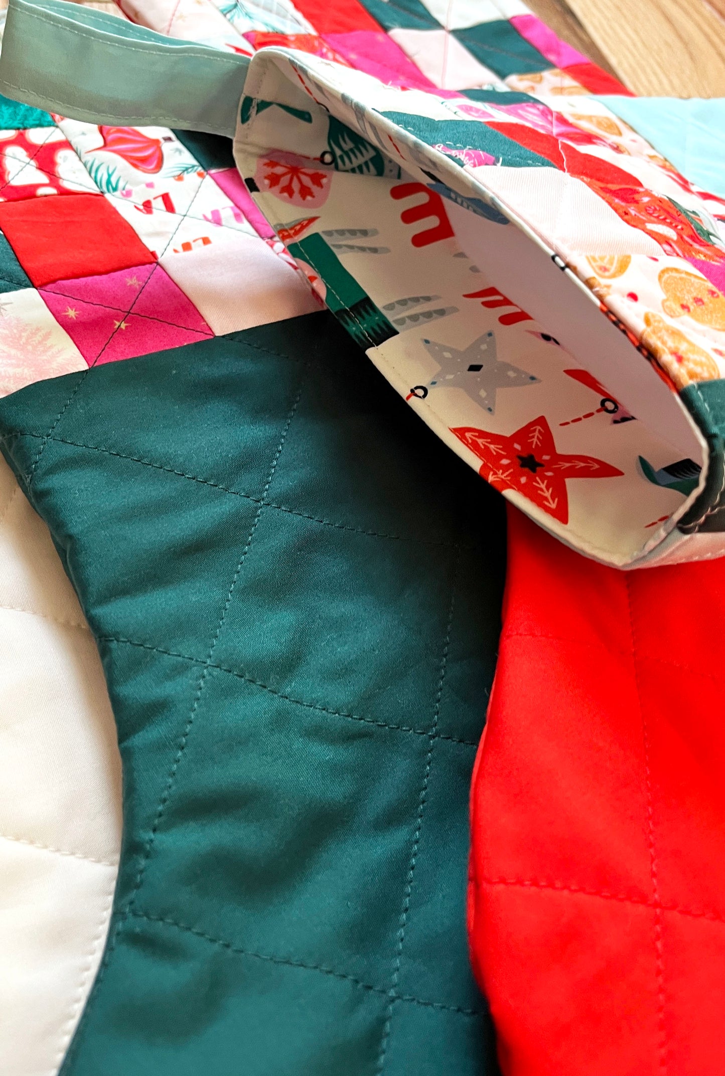Retro Holiday Quilted Patchwork Stocking