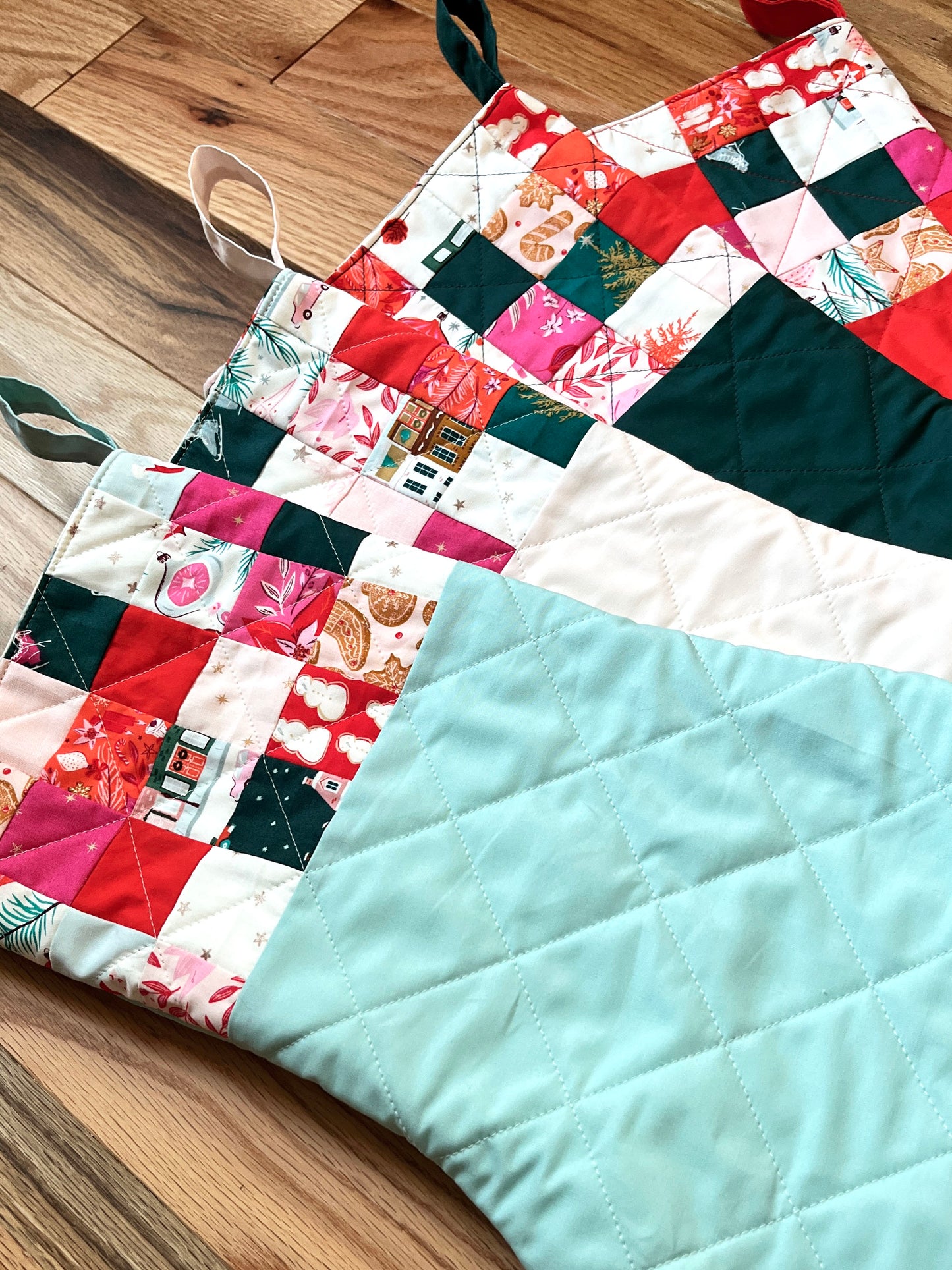 Retro Holiday Quilted Patchwork Stocking